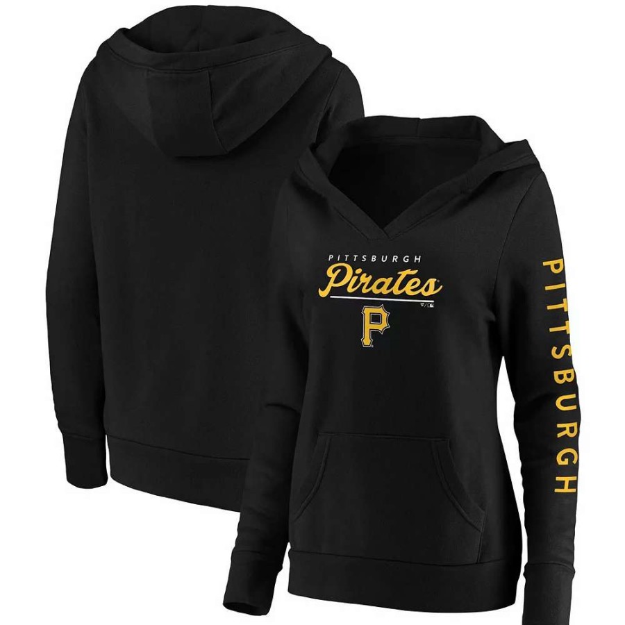 Tops * | Women'S Fanatics Branded Black Pittsburgh Pirates Core High Class Crossover Pullover Hoodie