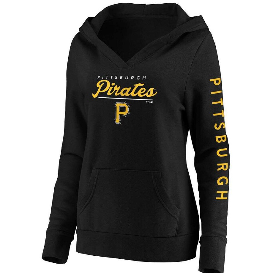 Tops * | Women'S Fanatics Branded Black Pittsburgh Pirates Core High Class Crossover Pullover Hoodie