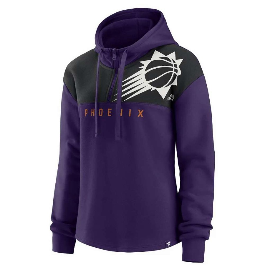 Tops * | Women'S Fanatics Branded Purple/Black Phoenix Suns Overslide Quarter-Zip Hoodie