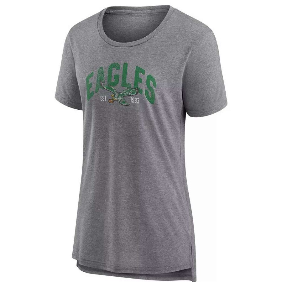 Tops * | Women'S Fanatics Branded Heathered Gray Philadelphia Eagles Drop Back Modern T-Shirt