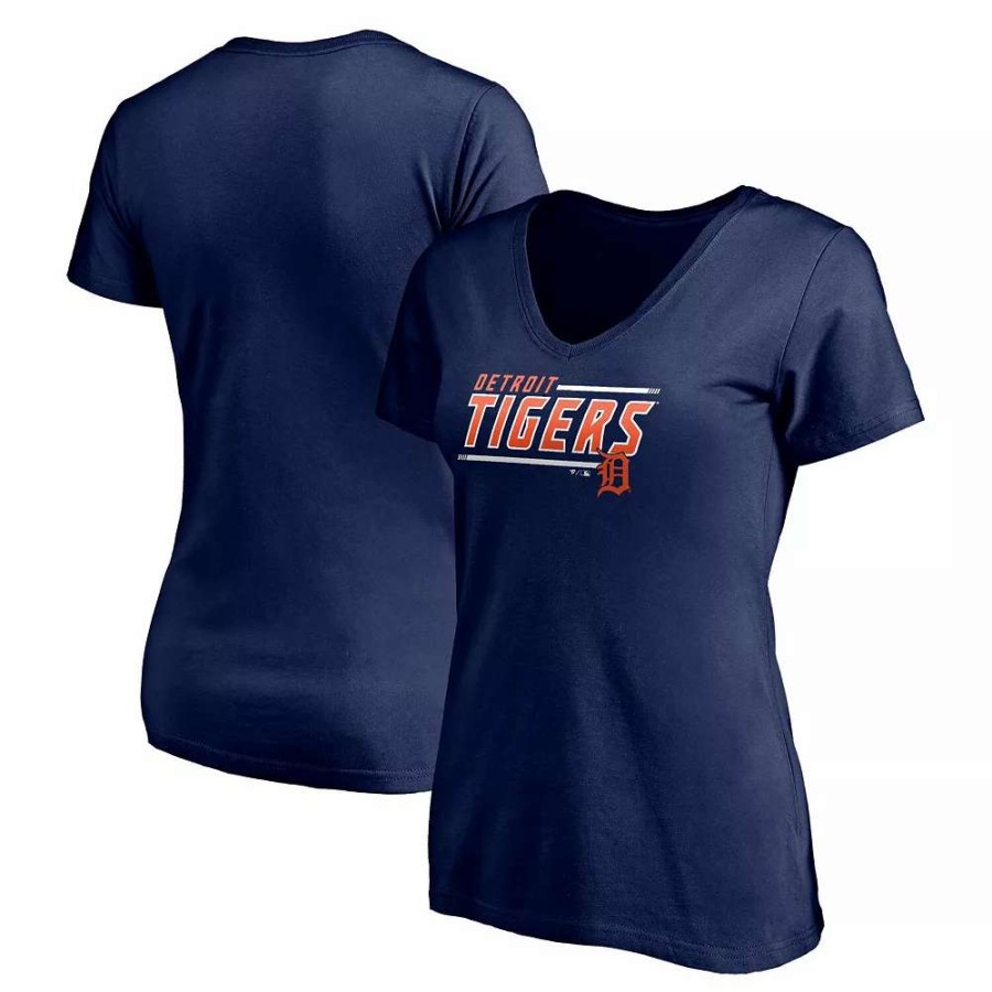 Tops * | Women'S Fanatics Branded Navy Detroit Tigers Plus Size Mascot In Bounds V-Neck T-Shirt