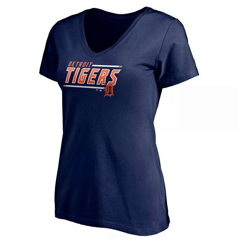 Tops * | Women'S Fanatics Branded Navy Detroit Tigers Plus Size Mascot In Bounds V-Neck T-Shirt