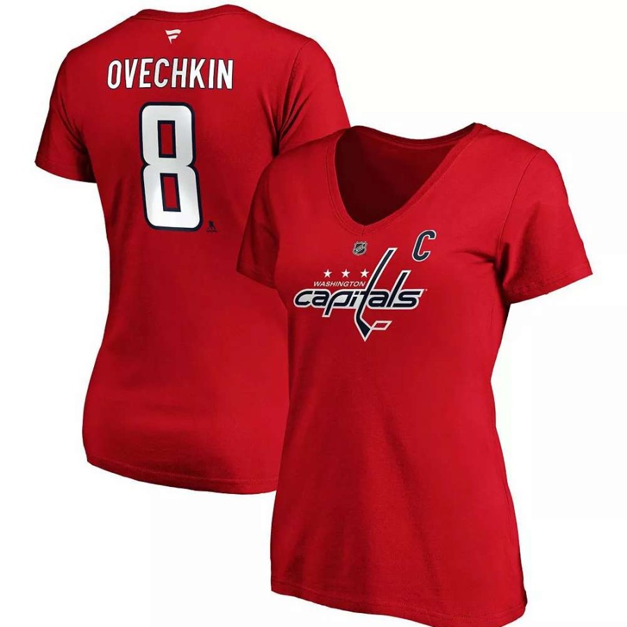 Tops * | Women'S Fanatics Branded Alexander Ovechkin Red Washington Capitals Plus Size Name & Number Scoop Neck T-Shirt