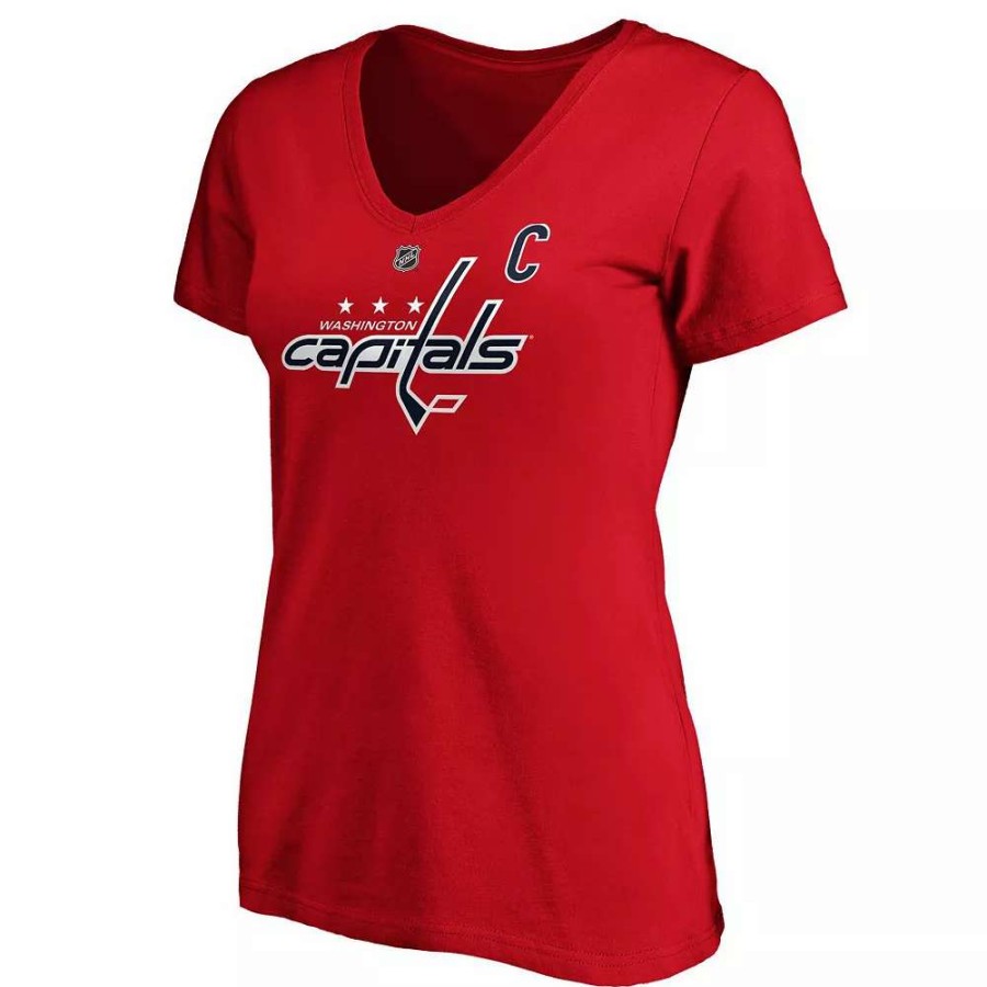 Tops * | Women'S Fanatics Branded Alexander Ovechkin Red Washington Capitals Plus Size Name & Number Scoop Neck T-Shirt