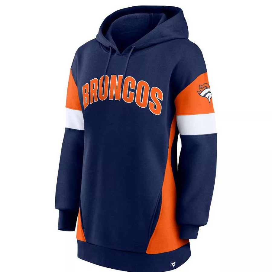 Tops * | Women'S Fanatics Branded Navy/Orange Denver Broncos Lock It Down Pullover Hoodie