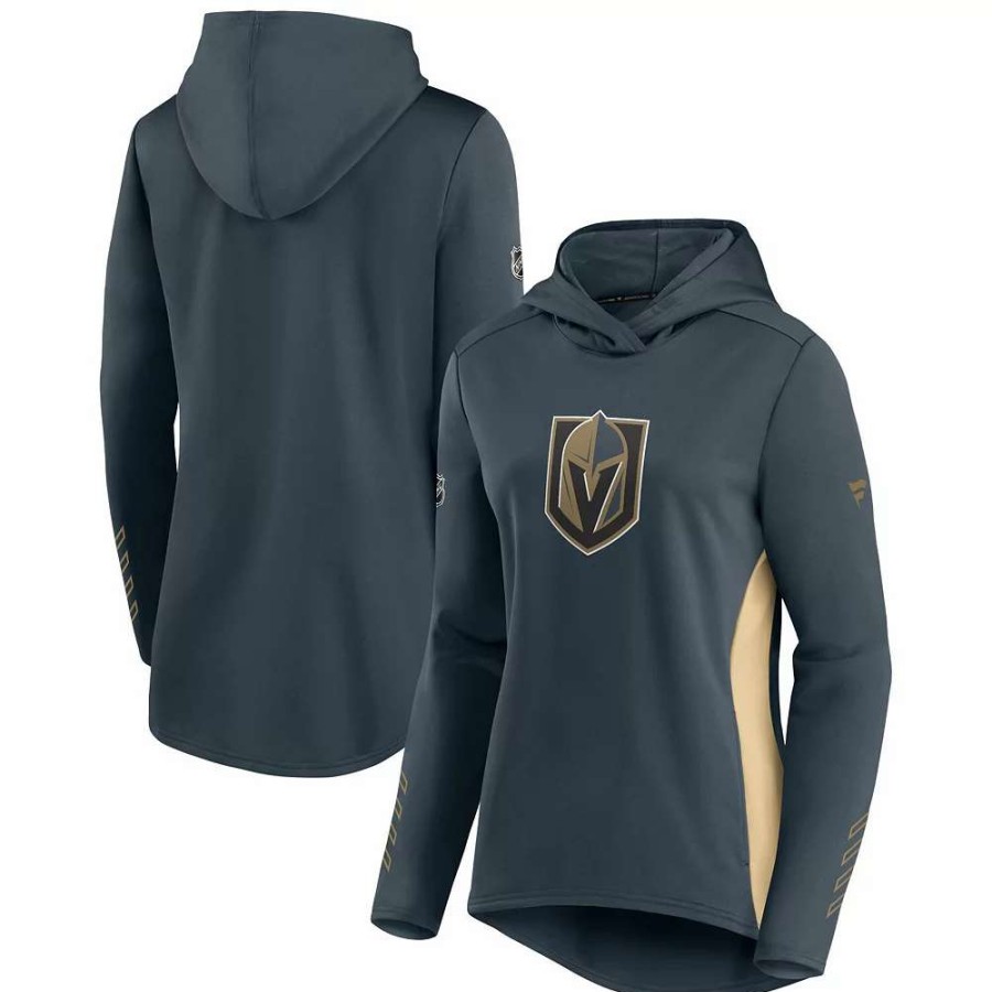 Tops * | Women'S Fanatics Branded Charcoal/Gold Vegas Golden Knights Authentic Pro Locker Room Pullover Hoodie