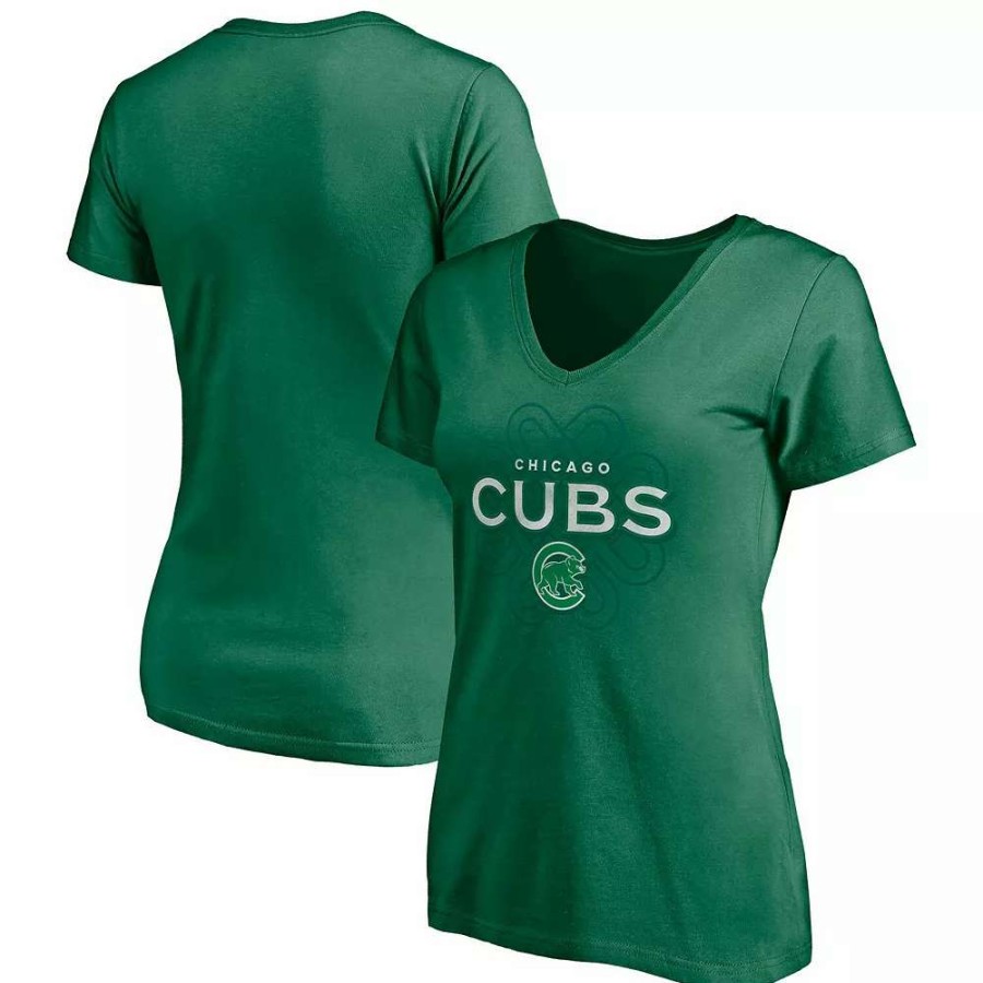 Tops * | Women'S Fanatics Branded Kelly Green Chicago Cubs St. Patrick'S Day Celtic Knot V-Neck T-Shirt