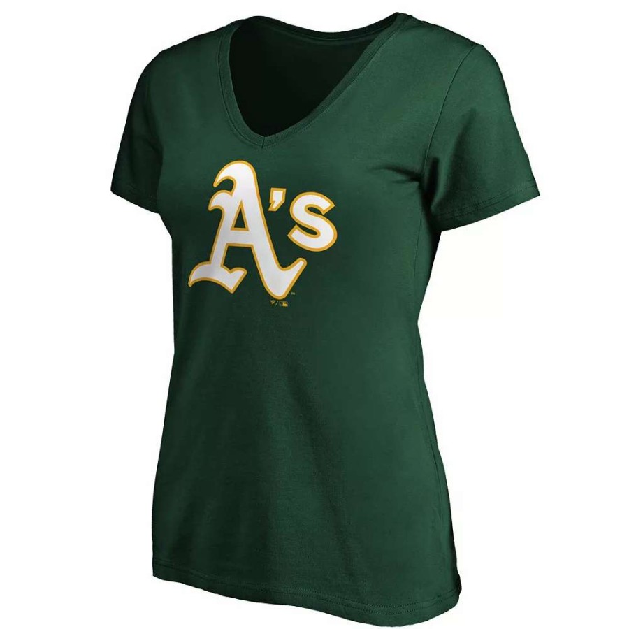 Tops * | Women'S Fanatics Branded Green Oakland Athletics Core Official Logo V-Neck T-Shirt