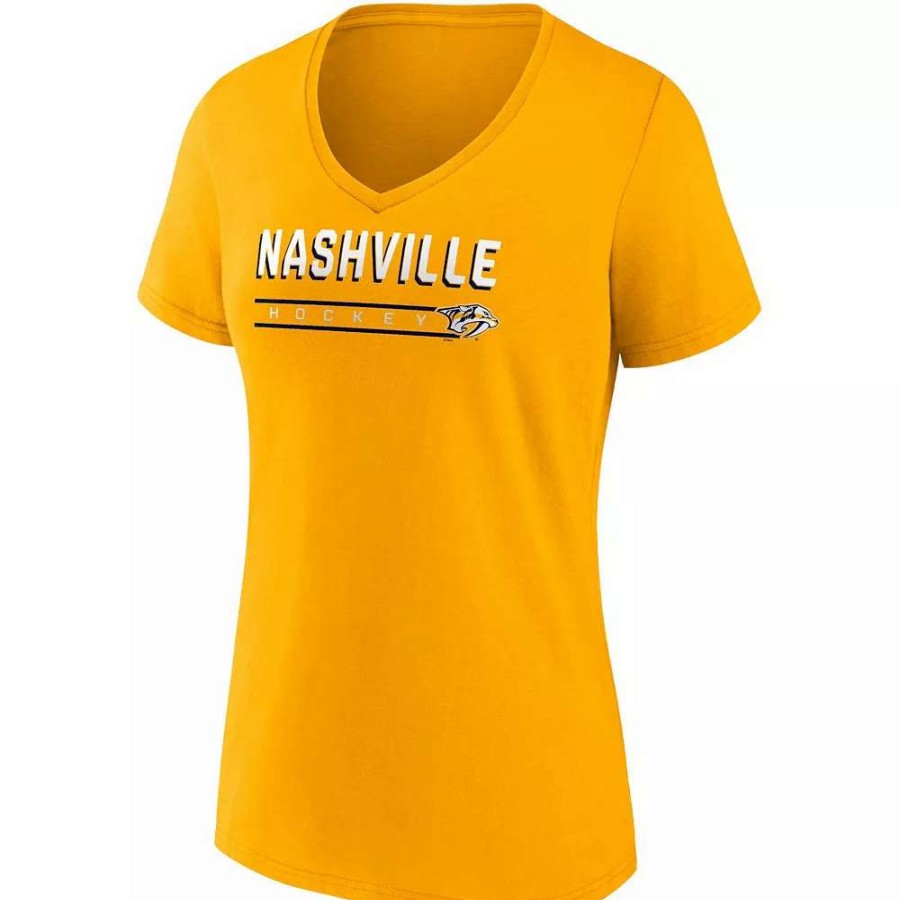 Tops * | Women'S Fanatics Branded Gold/Heathered Gray Nashville Predators 2-Pack V-Neck T-Shirt Set