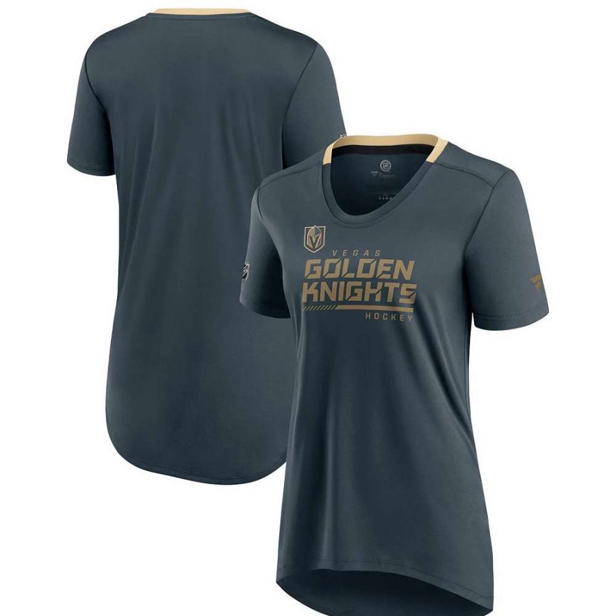 Tops * | Women'S Fanatics Branded Charcoal Vegas Golden Knights Authentic Pro Locker Room T-Shirt