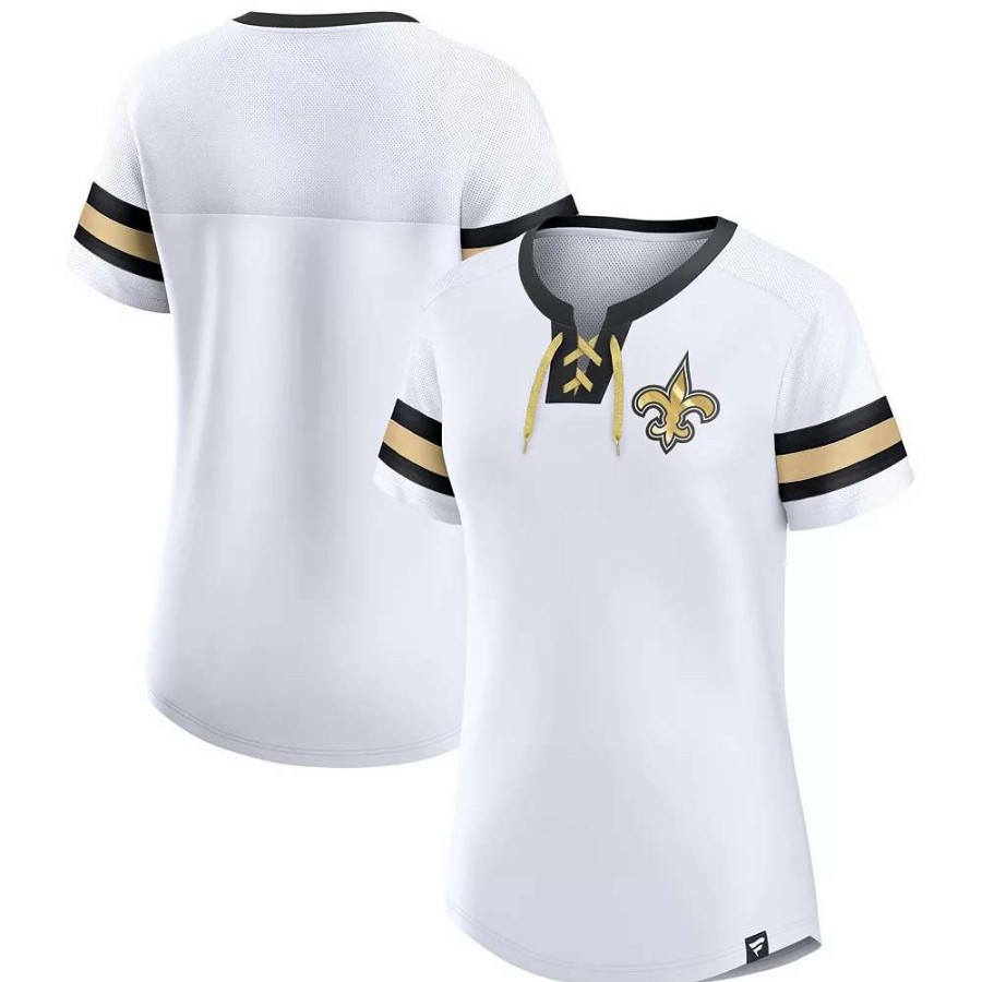 Tops * | Women'S Fanatics Branded White New Orleans Saints Sunday Best Lace-Up T-Shirt