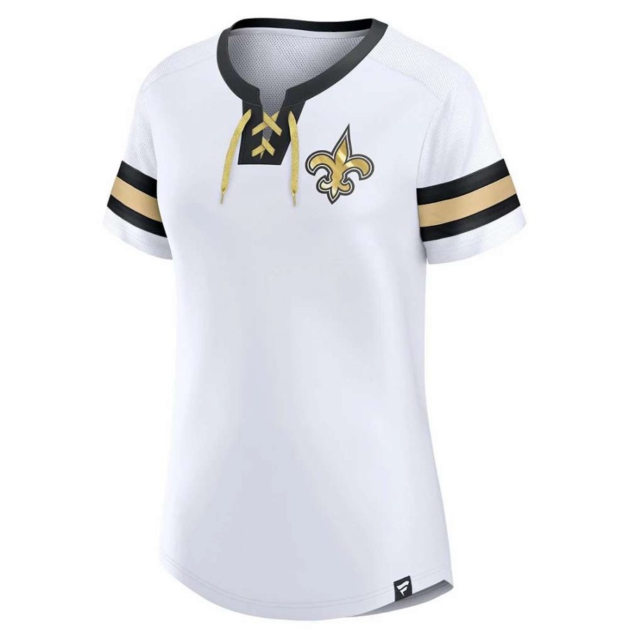 Tops * | Women'S Fanatics Branded White New Orleans Saints Sunday Best Lace-Up T-Shirt