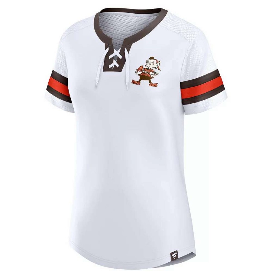 Tops * | Women'S Fanatics Branded White Cleveland Browns Gridiron Classics Sunday Best Lace-Up T-Shirt