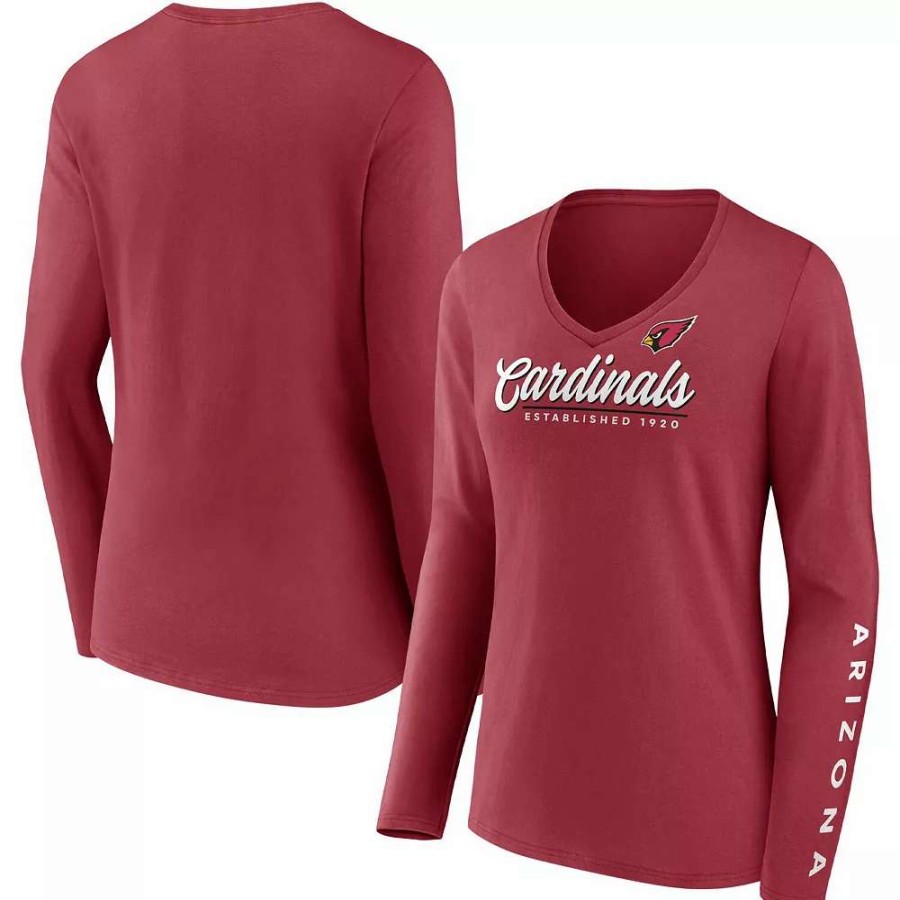 Tops * | Women'S Fanatics Branded Cardinal Arizona Cardinals Drive Forward V-Neck Long Sleeve T-Shirt