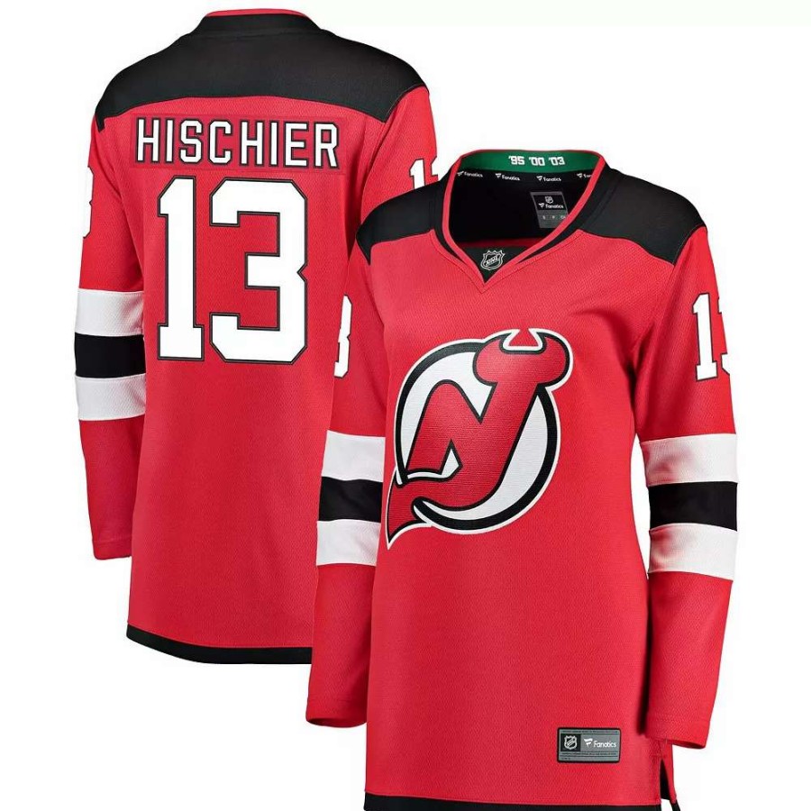 Tops * | Women'S Fanatics Branded Nico Hischier Red New Jersey Devils Breakaway Home Player Jersey