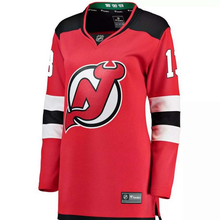 Tops * | Women'S Fanatics Branded Nico Hischier Red New Jersey Devils Breakaway Home Player Jersey