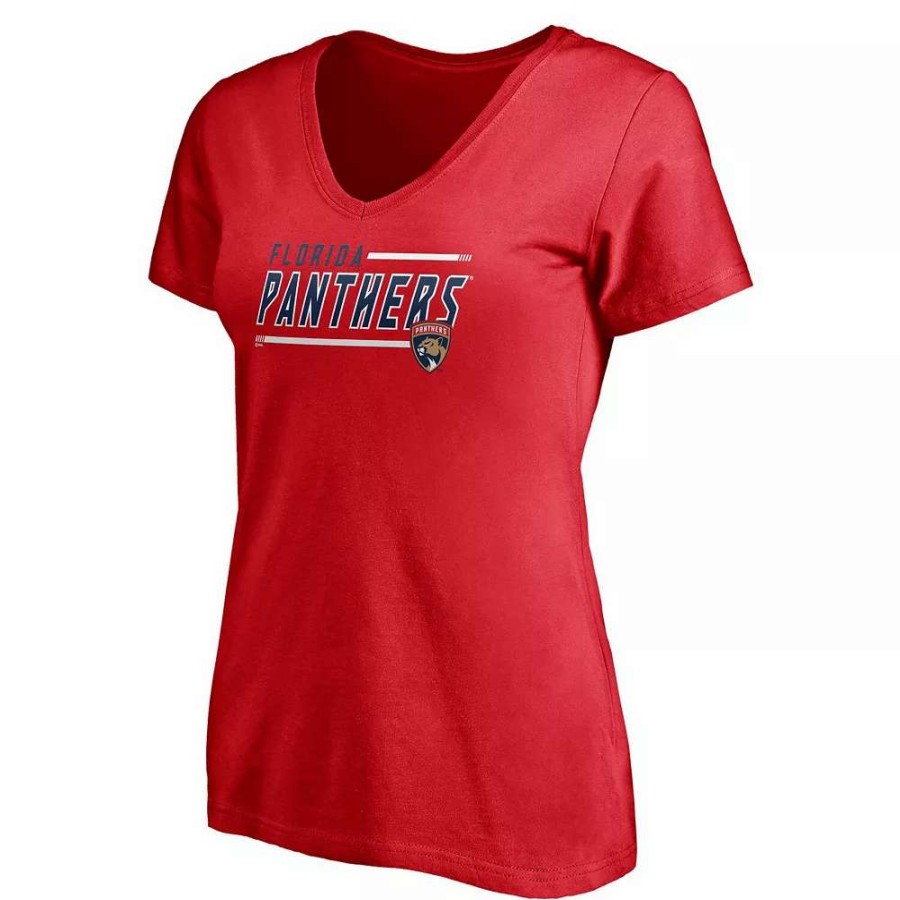 Tops * | Women'S Fanatics Branded Red Florida Panthers Plus Size Mascot In Bounds V-Neck T-Shirt