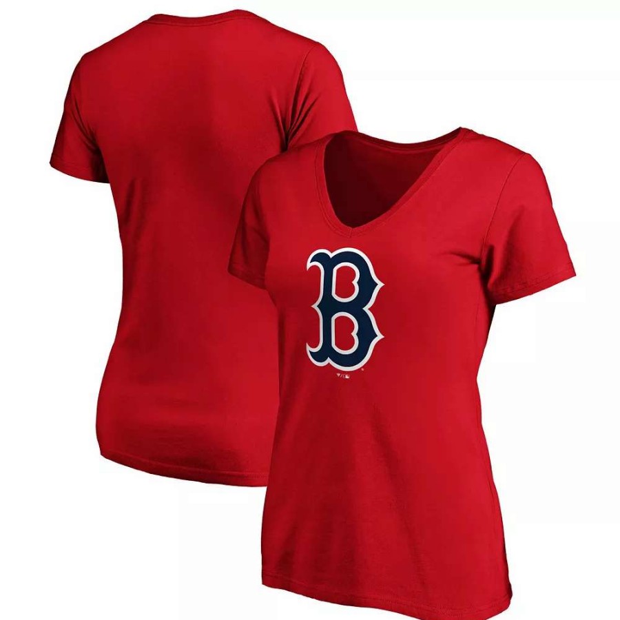 Tops * | Women'S Fanatics Branded Red Boston Red Sox Core Official Logo V-Neck T-Shirt