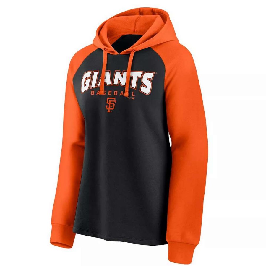 Tops * | Women'S Fanatics Branded Black/Orange San Francisco Giants Recharged Raglan Pullover Hoodie