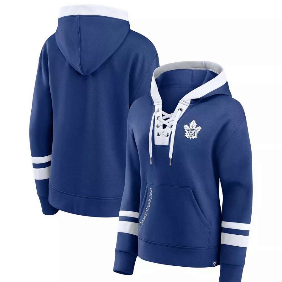 Tops * | Women'S Fanatics Branded Blue Toronto Maple Leafs Bombastic Exclusive Lace-Up Pullover Hoodie