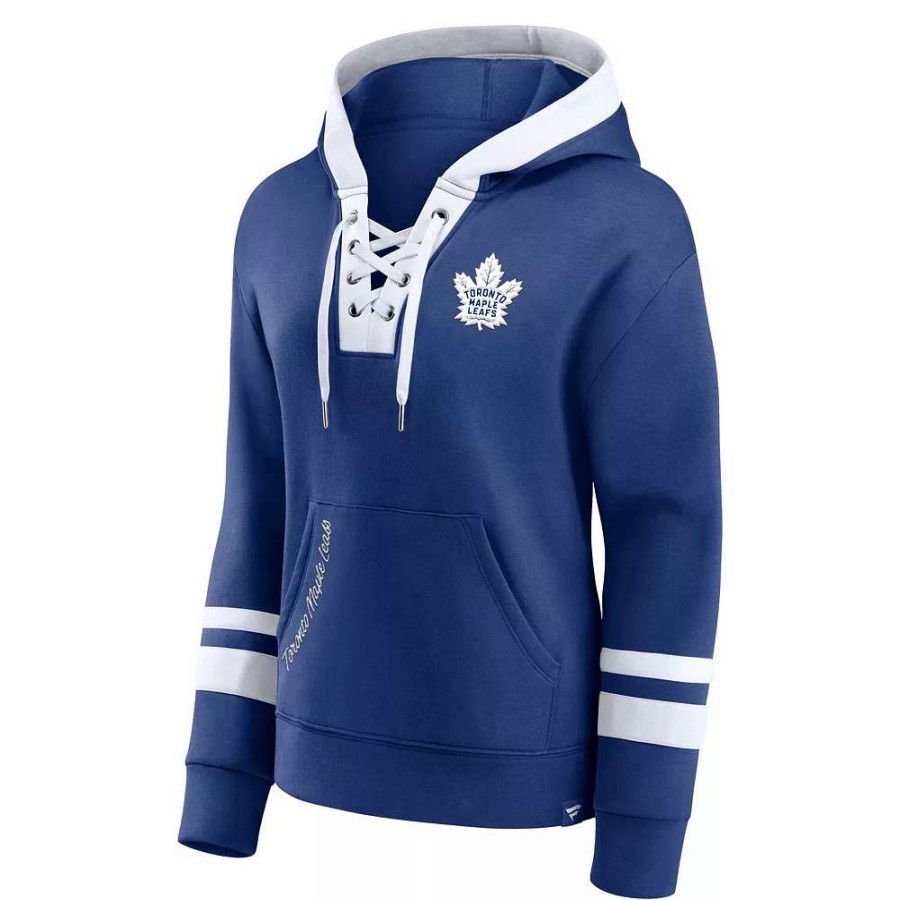 Tops * | Women'S Fanatics Branded Blue Toronto Maple Leafs Bombastic Exclusive Lace-Up Pullover Hoodie