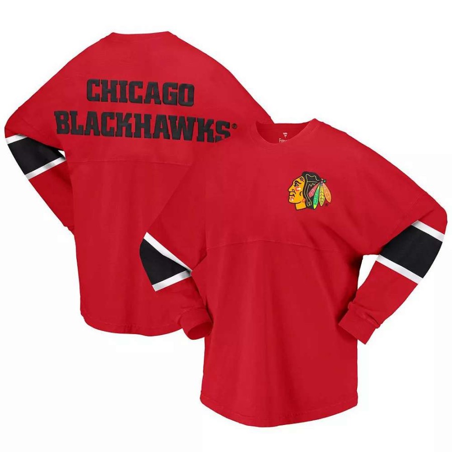 Tops * | Women'S Fanatics Branded Red Chicago Blackhawks Jersey Long Sleeve T-Shirt