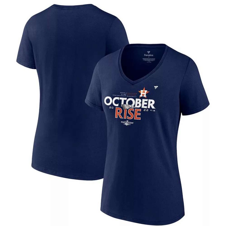 Tops * | Women'S Fanatics Branded Navy Houston Astros 2022 Postseason Locker Room V-Neck T-Shirt