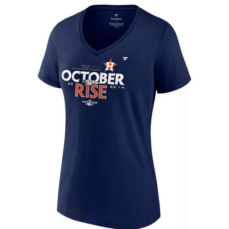 Tops * | Women'S Fanatics Branded Navy Houston Astros 2022 Postseason Locker Room V-Neck T-Shirt