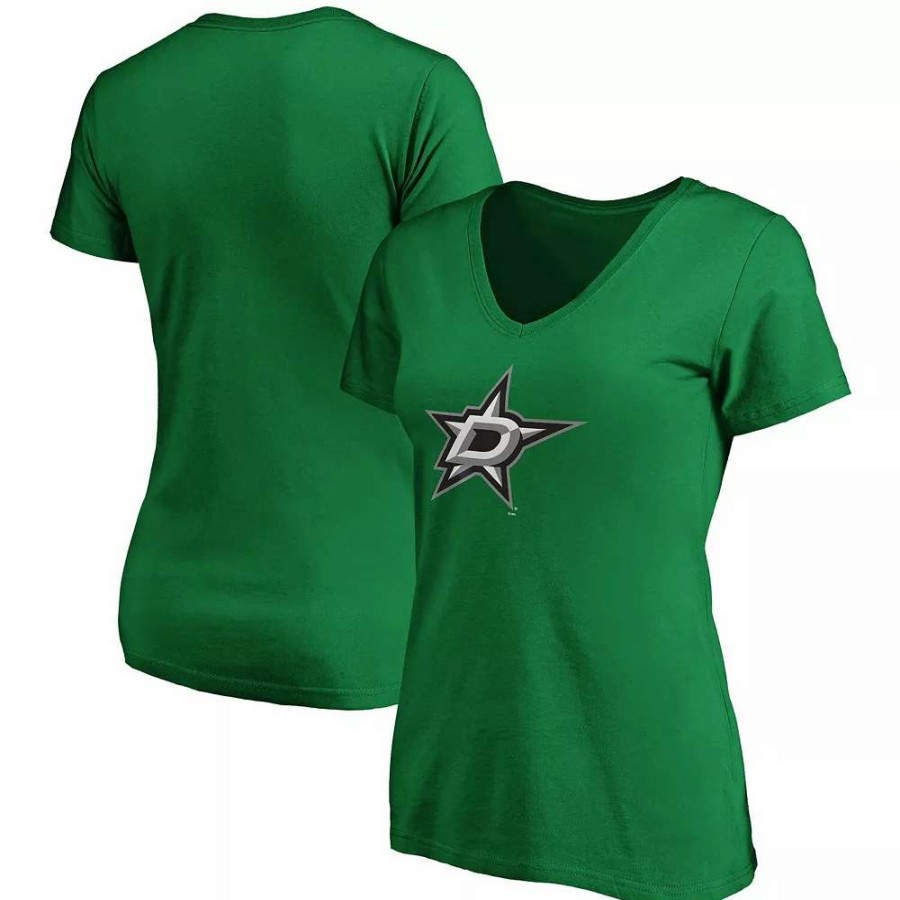 Tops * | Women'S Fanatics Branded Kelly Green Dallas Stars Primary Logo V-Neck T-Shirt