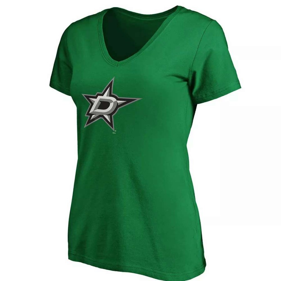 Tops * | Women'S Fanatics Branded Kelly Green Dallas Stars Primary Logo V-Neck T-Shirt