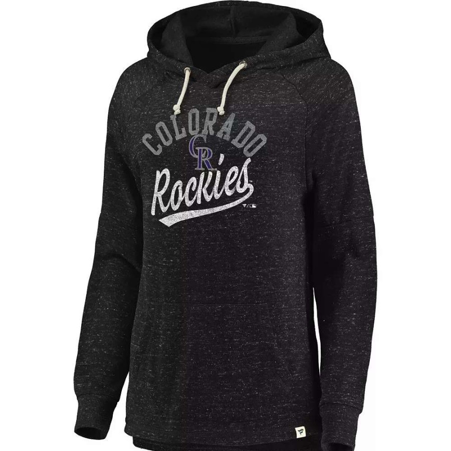 Tops * | Women'S Fanatics Branded Black Colorado Rockies Faded Script Pullover Hoodie