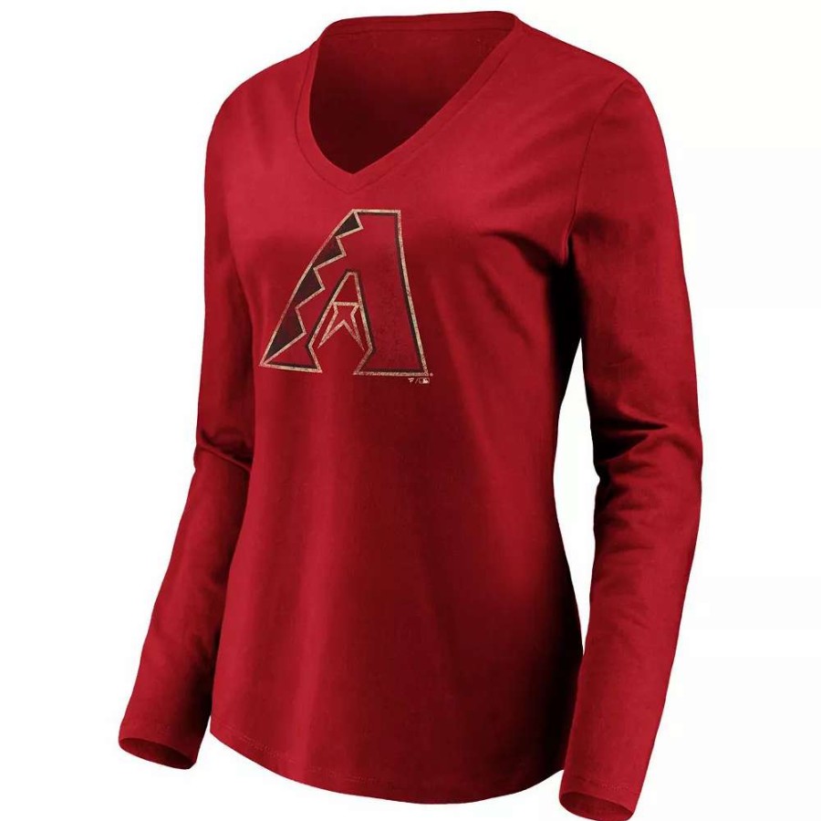 Tops * | Women'S Fanatics Branded Red Arizona Diamondbacks Core Team Long Sleeve V-Neck T-Shirt