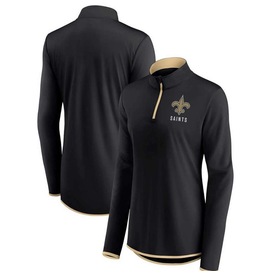 Outerwear * | Women'S Fanatics Branded Black New Orleans Saints Worth The Drive Quarter-Zip Top