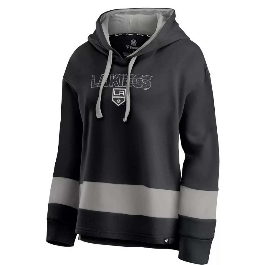 Tops * | Women'S Fanatics Branded Black/Gray Los Angeles Kings Colors Of Pride Colorblock Pullover Hoodie