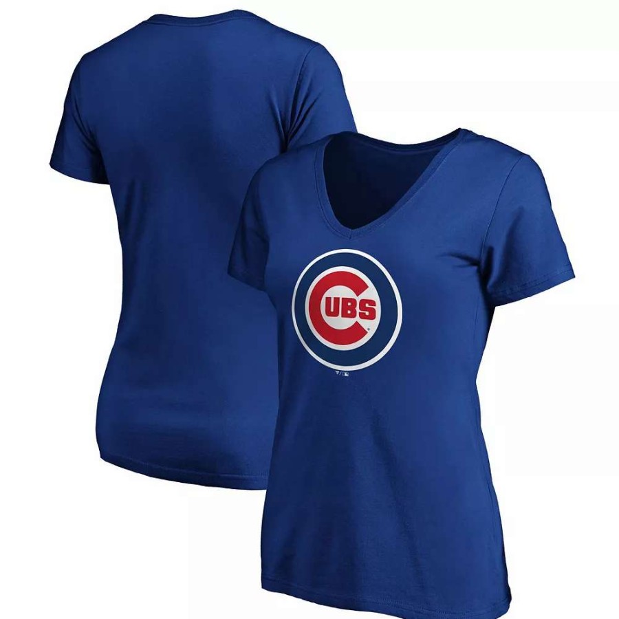 Tops * | Women'S Fanatics Branded Royal Chicago Cubs Core Official Logo V-Neck T-Shirt