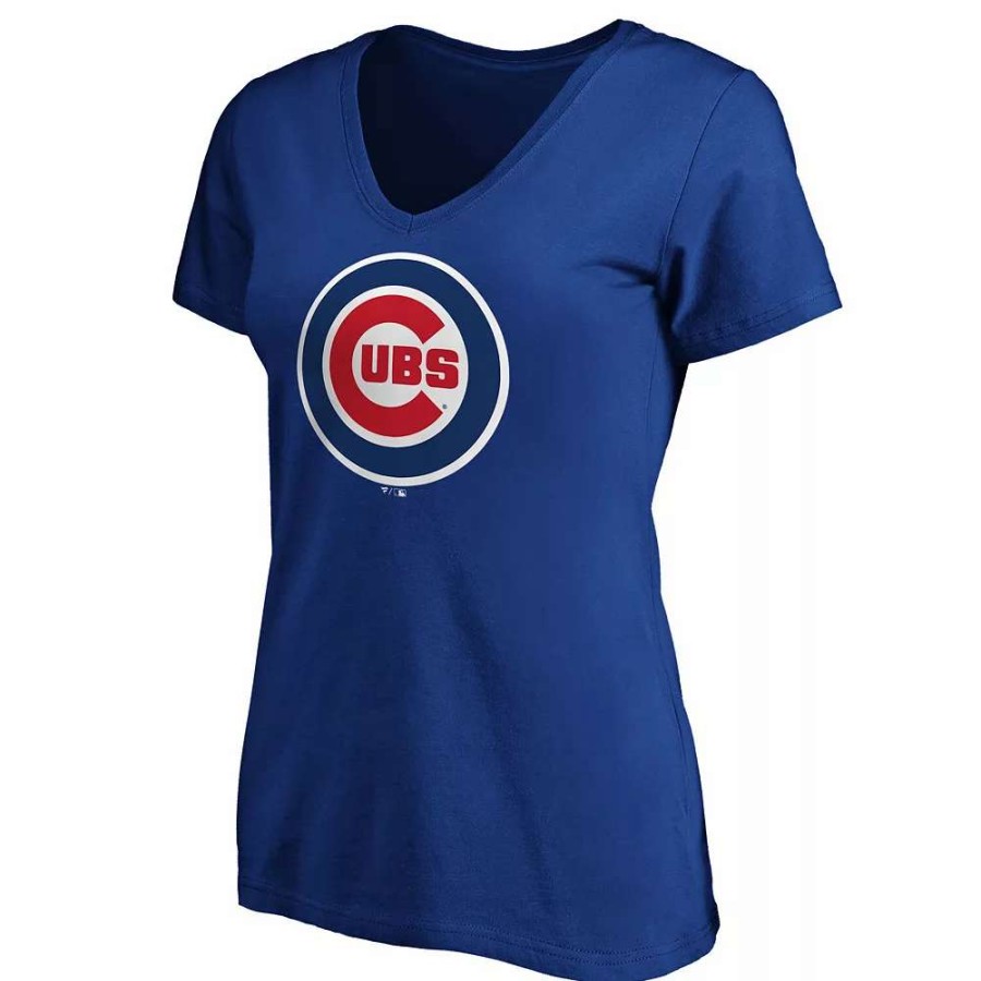 Tops * | Women'S Fanatics Branded Royal Chicago Cubs Core Official Logo V-Neck T-Shirt