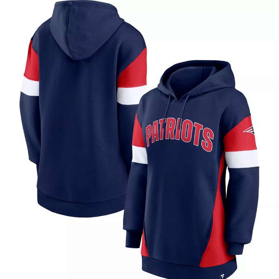 Tops * | Women'S Fanatics Branded Navy/Red New England Patriots Lock It Down Pullover Hoodie