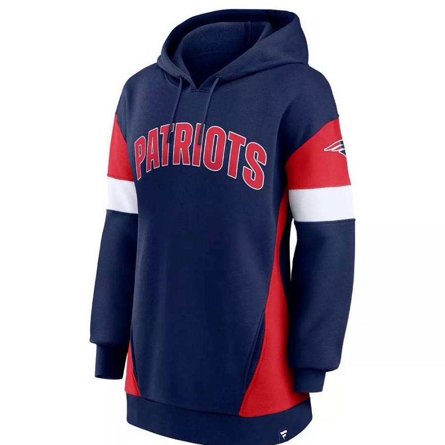 Tops * | Women'S Fanatics Branded Navy/Red New England Patriots Lock It Down Pullover Hoodie