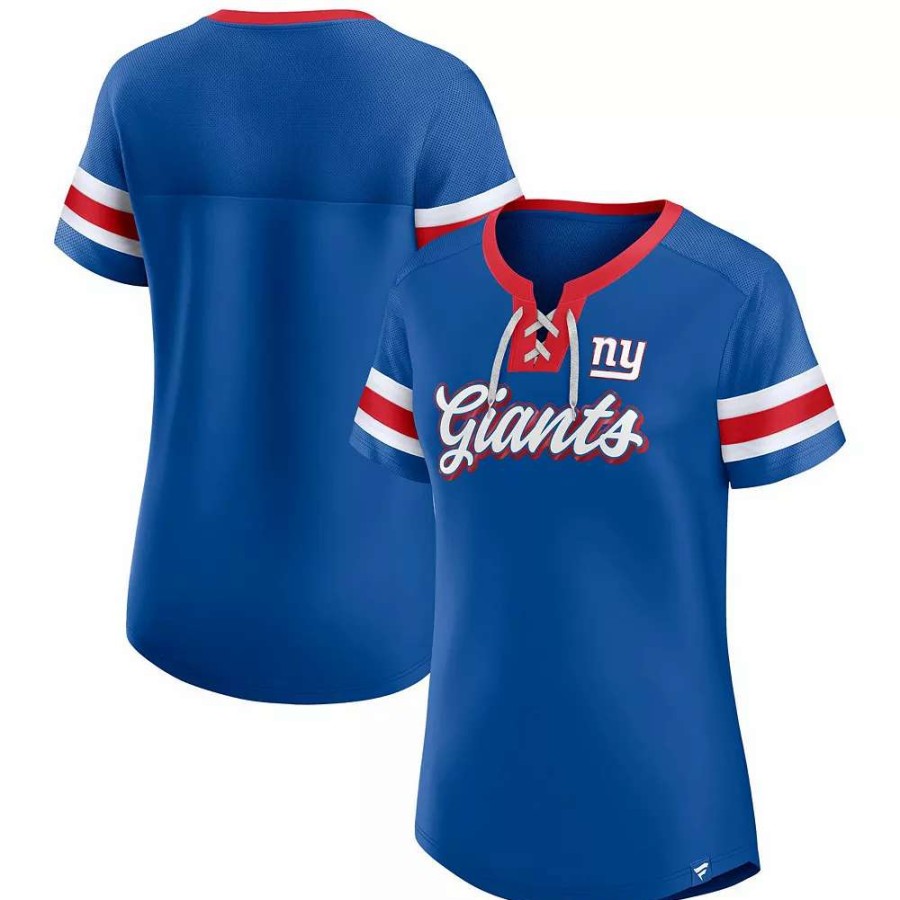 Tops * | Women'S Fanatics Branded Royal New York Giants Original State Lace-Up T-Shirt