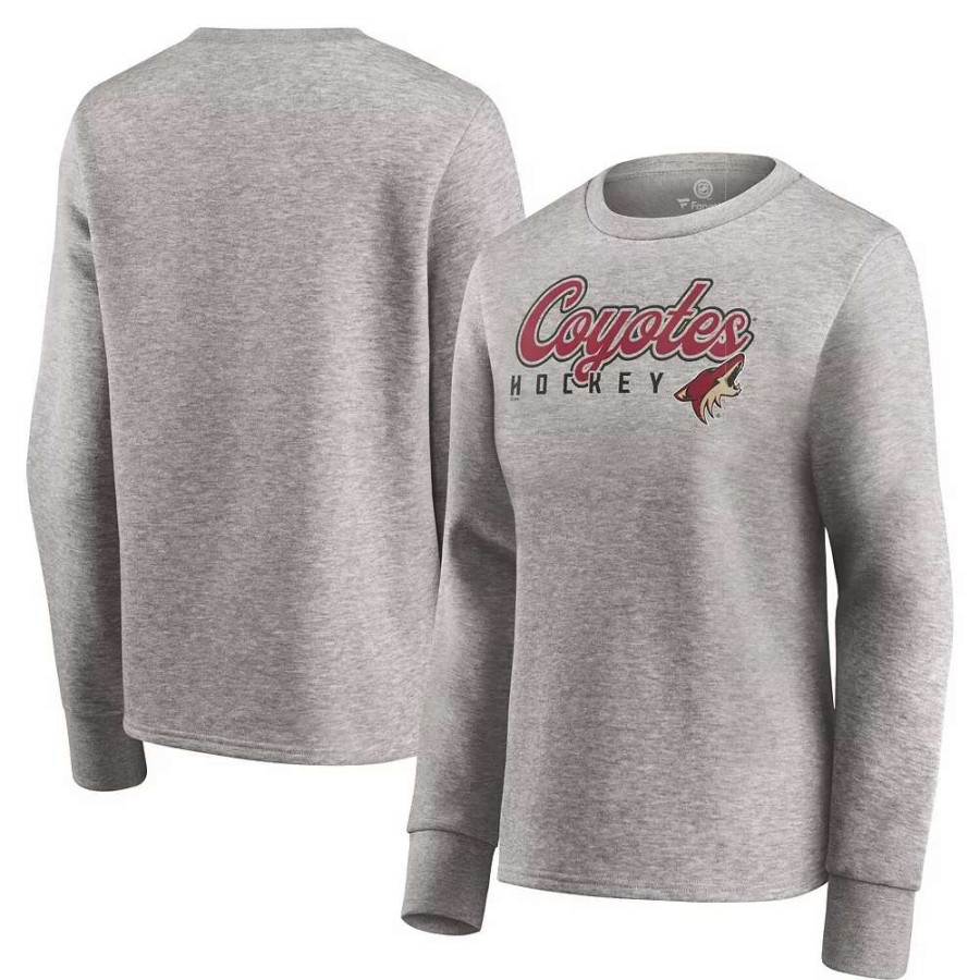 Tops * | Women'S Fanatics Branded Heathered Gray Arizona Coyotes Fan Favorite Script Pullover Sweatshirt