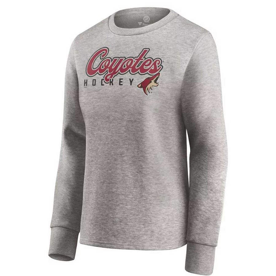 Tops * | Women'S Fanatics Branded Heathered Gray Arizona Coyotes Fan Favorite Script Pullover Sweatshirt