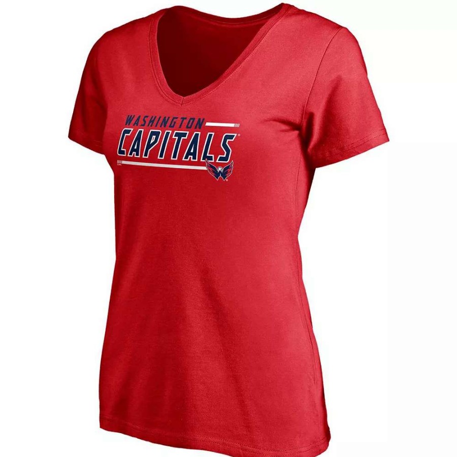 Tops * | Women'S Fanatics Branded Red Washington Capitals Mascot In Bounds V-Neck T-Shirt