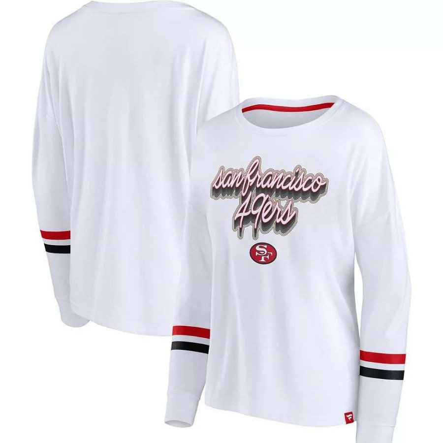 Tops * | Women'S Fanatics Branded White San Francisco 49Ers Retro Power Long Sleeve T-Shirt