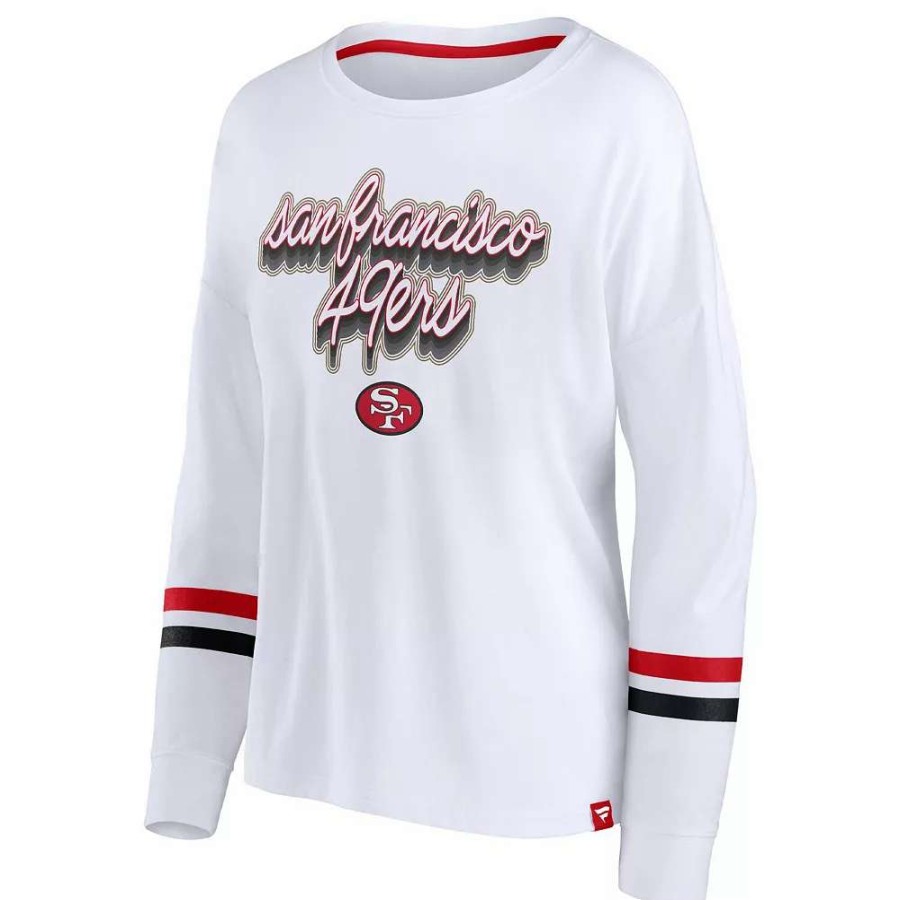 Tops * | Women'S Fanatics Branded White San Francisco 49Ers Retro Power Long Sleeve T-Shirt