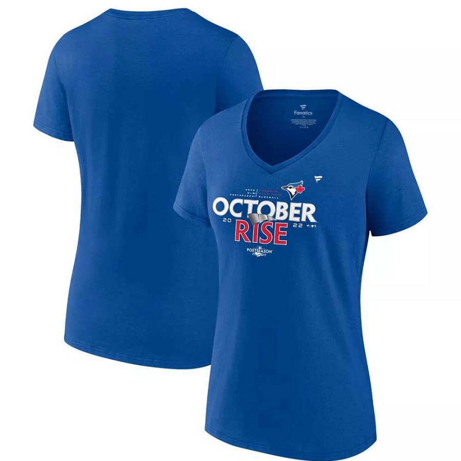 Tops * | Women'S Fanatics Branded Royal Toronto Blue Jays 2022 Postseason Locker Room V-Neck T-Shirt