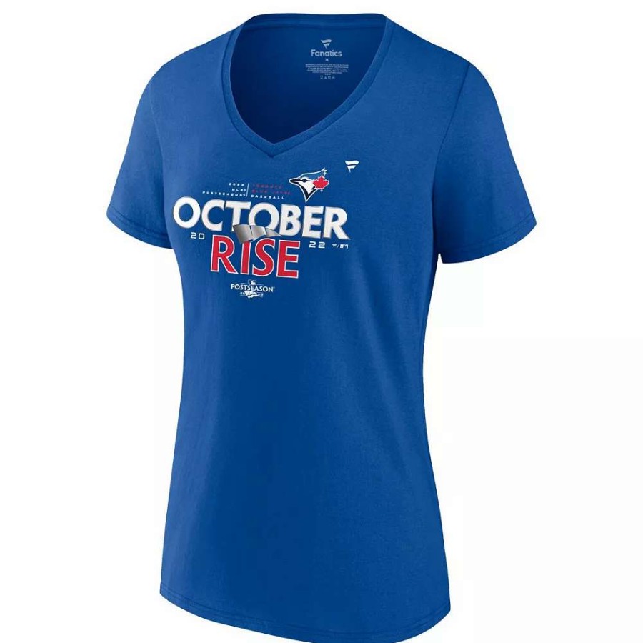 Tops * | Women'S Fanatics Branded Royal Toronto Blue Jays 2022 Postseason Locker Room V-Neck T-Shirt