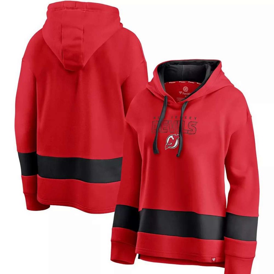 Tops * | Women'S Fanatics Branded Red/Black New Jersey Devils Colors Of Pride Colorblock Pullover Hoodie