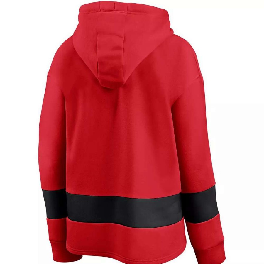 Tops * | Women'S Fanatics Branded Red/Black New Jersey Devils Colors Of Pride Colorblock Pullover Hoodie