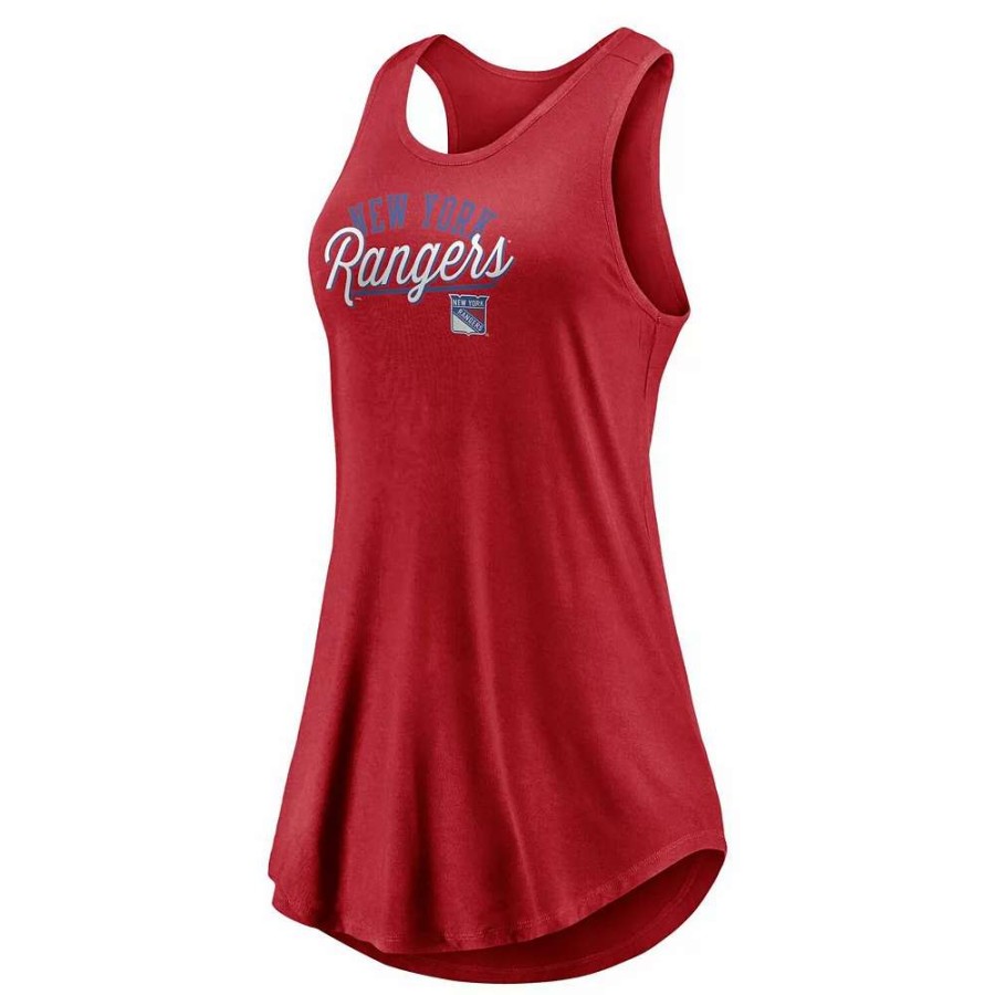 Tops * | Women'S Fanatics Branded Red New York Rangers Simplicity Swing Racerback Scoop Neck Tank Top