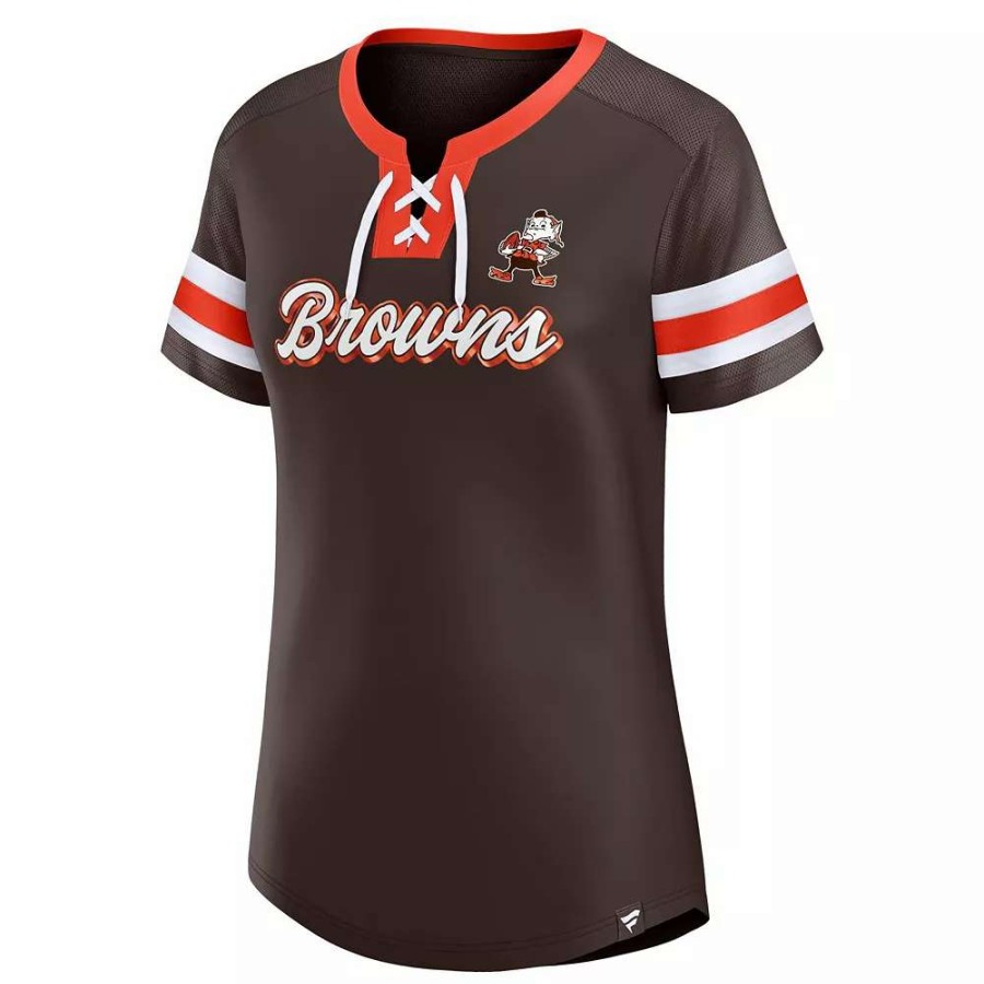 Tops * | Women'S Fanatics Branded Brown Cleveland Browns Original State Lace-Up T-Shirt